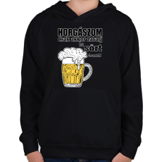 PRINTFASHION Horgászom csak akkor zavarj ha sört hoztál - Gyerek kapucnis pulóver - Fekete