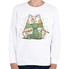 PRINTFASHION Horgoló macska - Gyerek pulóver - Fehér gyerek pulóver, kardigán
