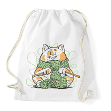 PRINTFASHION Horgoló macska - Sportzsák, Tornazsák - Fehér tornazsák