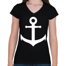 PRINTFASHION horgony - Női V-nyakú póló - Fekete