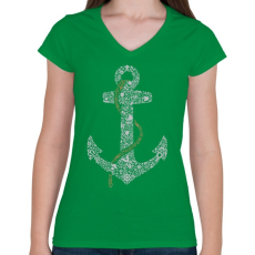 PRINTFASHION Horgony - Női V-nyakú póló - Zöld