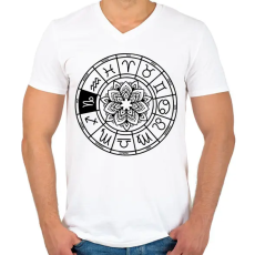 PRINTFASHION horoszkóp bak fekete - Férfi V-nyakú póló - Fehér