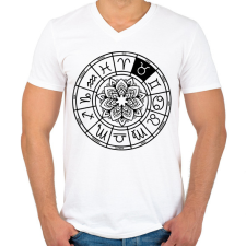 PRINTFASHION horoszkóp bika fekete - Férfi V-nyakú póló - Fehér férfi póló