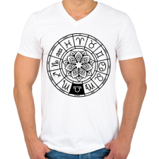 PRINTFASHION horoszkóp mérleg fekete - Férfi V-nyakú póló - Fehér férfi póló