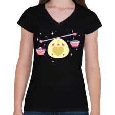 PRINTFASHION Horoszkóp-MÉRLEG - Női V-nyakú póló - Fekete női póló