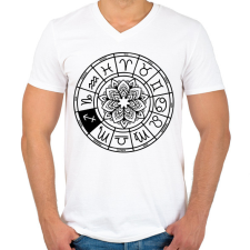 PRINTFASHION horoszkóp nyilas fekete - Férfi V-nyakú póló - Fehér férfi póló