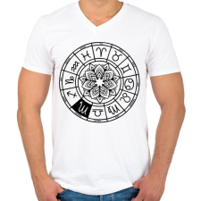 PRINTFASHION horoszkóp skorpió fekete - Férfi V-nyakú póló - Fehér férfi póló