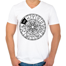 PRINTFASHION horoszkóp vízöntő fekete - Férfi V-nyakú póló - Fehér férfi póló