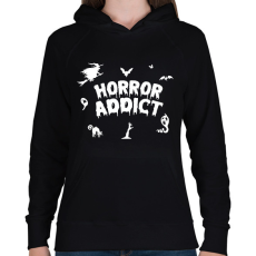 PRINTFASHION Horror addict - Női kapucnis pulóver - Fekete