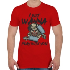 PRINTFASHION Horror bohóc 02 - I just wanna play with you - Férfi póló - Piros