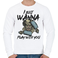 PRINTFASHION Horror bohóc 02 - I just wanna play with you - Férfi pulóver - Fehér
