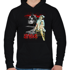PRINTFASHION Horror House - Férfi kapucnis pulóver - Fekete