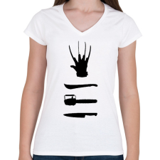 PRINTFASHION Horror - Női V-nyakú póló - Fehér női póló