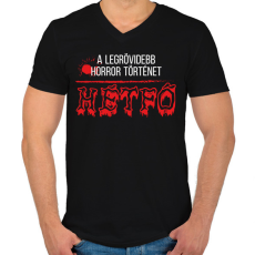 PRINTFASHION Horror történet - Férfi V-nyakú póló - Fekete