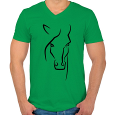 PRINTFASHION Horse face - Férfi V-nyakú póló - Zöld