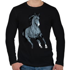 PRINTFASHION Horse - Férfi hosszú ujjú póló - Fekete