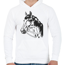 PRINTFASHION Horse - Férfi kapucnis pulóver - Fehér