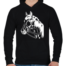 PRINTFASHION Horse - Férfi kapucnis pulóver - Fekete