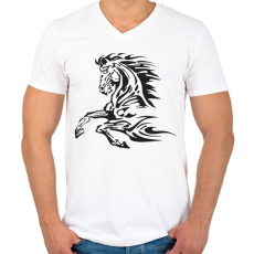 PRINTFASHION horse - Férfi V-nyakú póló - Fehér