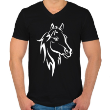 PRINTFASHION Horse - Férfi V-nyakú póló - Fekete férfi póló