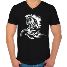 PRINTFASHION horse - Férfi V-nyakú póló - Fekete férfi póló