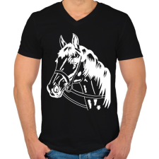 PRINTFASHION Horse - Férfi V-nyakú póló - Fekete férfi póló