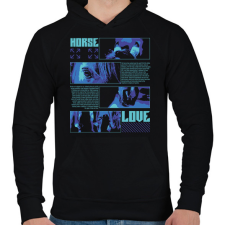 PRINTFASHION Horse Love - Férfi kapucnis pulóver - Fekete férfi pulóver, kardigán