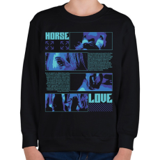 PRINTFASHION Horse Love - Gyerek pulóver - Fekete