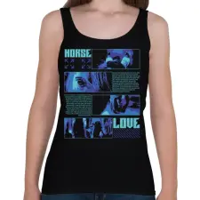 PRINTFASHION Horse Love - Női atléta - Fekete női trikó