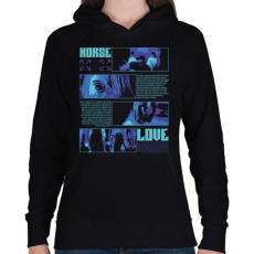 PRINTFASHION Horse Love - Női kapucnis pulóver - Fekete
