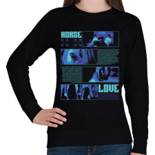 PRINTFASHION Horse Love - Női pulóver - Fekete női pulóver, kardigán