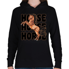 PRINTFASHION horse - Női kapucnis pulóver - Fekete női pulóver, kardigán