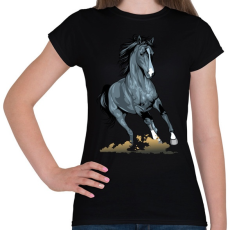 PRINTFASHION Horse - Női póló - Fekete