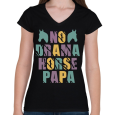 PRINTFASHION Horse papa - Női V-nyakú póló - Fekete