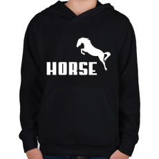 PRINTFASHION HORSE (Puma stílus) - Gyerek kapucnis pulóver - Fekete