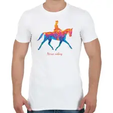 PRINTFASHION Horse riding - Színes - Férfi póló - Fehér férfi póló