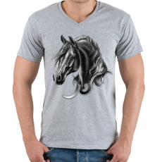 PRINTFASHION horse spirit - Férfi V-nyakú póló - Sport szürke