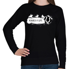 PRINTFASHION Horses are my life -  Fehér-fekete - Női pulóver - Fekete