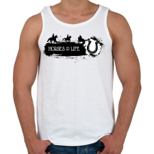 PRINTFASHION Horses are my life -  Fekete-fehér - Férfi atléta - Fehér atléta, trikó