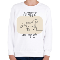 PRINTFASHION Horses are my life - Gyerek pulóver - Fehér
