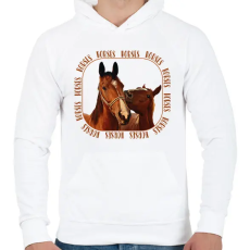 PRINTFASHION Horses  - Férfi kapucnis pulóver - Fehér