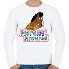PRINTFASHION Horsin' around - Férfi pulóver - Fehér