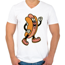 PRINTFASHION Hot dog - Férfi V-nyakú póló - Fehér férfi póló