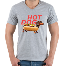 PRINTFASHION hot dog tacsi - Férfi V-nyakú póló - Sport szürke