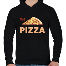 PRINTFASHION hot pizza - Férfi kapucnis pulóver - Fekete férfi pulóver, kardigán