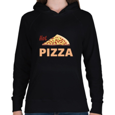 PRINTFASHION hot pizza - Női kapucnis pulóver - Fekete női pulóver, kardigán
