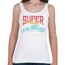 PRINTFASHION Hot rod 01 - Super Power - Női atléta - Fehér női trikó