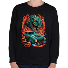PRINTFASHION Hot Rod Retro autó sárkánnyal - Gyerek pulóver - Fekete gyerek pulóver, kardigán