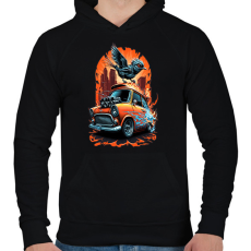 PRINTFASHION Hot Rod Retro MINI Car - Férfi kapucnis pulóver - Fekete