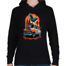 PRINTFASHION Hot Rod Retro MINI Car - Női kapucnis pulóver - Fekete női pulóver, kardigán